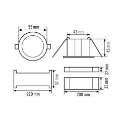 Emergency light with 3 hour emergency light duration, recessed ceiling mounting, LED, self-control feature