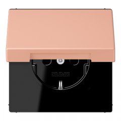 Kontaktligzda SCHUKO, 16 A 250 V ~, ar bērnu drošību un vāciņu, termoplasts krāsots, Serie LS, rose clair