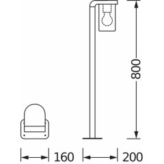 Apgaismes stabiņš ENDURA Classic Cascade 80cm Post E27 Clear