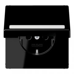Kontaktligzda SCHUKO, 16 A 250 V ~, marķējams, ar bērnu drošību un vāciņu, termoplasts, Serie LS, melns