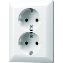 Kontaktligzda dubultā SCHUKO, 16 A 250 V ~, duroplasts, Serie AS, sniegbalts