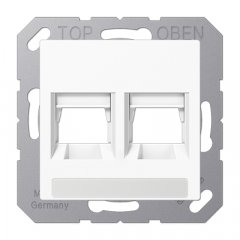 Virsma (ar fiksatoru) modulārai datu rozetei 2-vietīga, EMT, AMP, MTRJ, marķējams, termoplasts, Serie AS/A, balts