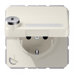 Kontaktligzda SCHUKO, 16 A 250 V ~, ar bērnu drošību un vāciņu, ar drošības slēdzeni, termoplasts, Serie CD, balts