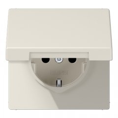 Kontaktligzda SCHUKO, 16 A 250 V ~, ar bērnu drošību un vāciņu, duroplasts, Serie LS, ziloņkaula