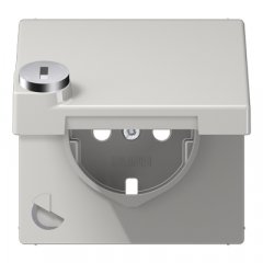 Centrālplate kontaktligzdai, ar vāku, ar drošības slēdzeni, duroplasts, Serie LS, gaiši pelēks