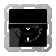 Kontaktligzda SCHUKO, 16 A 250 V ~, ar vāciņu, duroplasts, Serie A, melns