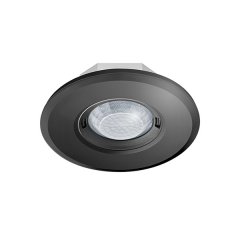 360° ceiling-mounted presence detector, recessed-mounted, approx. range Ø 8 m, remotely controlled, round black