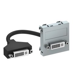 Multimedia Adapteris, DVI ar kabeli, rozete-rozete 45x45mm, PC, alumīnija lakots MTG-DVI F AL1