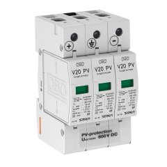 Pārsprieguma novadītājs V20 3-polīgs saules baterijam 600V DC V20-C 3PH-600