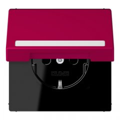Kontaktligzda SCHUKO, 16 A 250 V ~, marķējams, ar bērnu drošību un vāciņu, termoplasts krāsots, Serie LS, rouge r