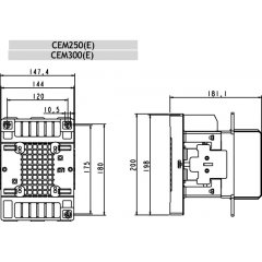 CEM250.22-230V-50/60Hz Palīgkontaktors 132kW + 2NO + 2NC