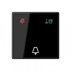 Taustiņš viesnīcām stikls, simbols netraucēt, uzkopt istabu un zvans, Serie A, melns