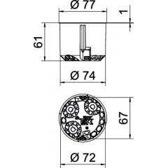 Ierīču kārba HW CEE/PERILEX Ø74mm, H61mm, PP, oranžs HG 61-AD