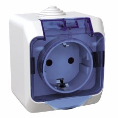 Cedar Plus - vienas kontaktligzdas puseE - 16A, žalūzijas, caurspīdīgs vāks, balts