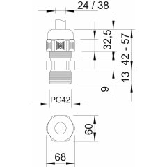 Kabeļu ievads PG42, PA, gaiši pelēks, 7035