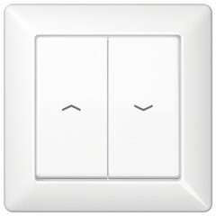 Taustiņs 2-viet žalūziju slēdzim, ar virzienrādītāju, ar rāmi, duroplasts, Serie AS, balts