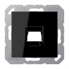 Virsma (ar fiksatoru) modulārai datu rozetei 1-vietīga, UMA-CAT6A, termoplasts, Serie A, melns