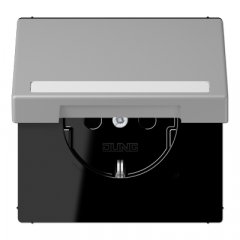 Kontaktligzda SCHUKO, 16 A 250 V ~, marķējams, ar bērnu drošību un vāciņu, termoplasts krāsots, Serie LS, gris mo