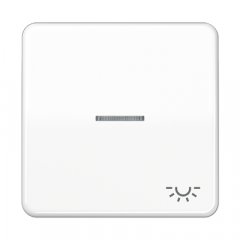 Taustiņs 1-viet, ar indikācijas logu, ar spuldzes simbolu, duroplasts, Serie CD, balts