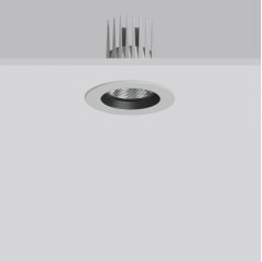 HELEDON mini, 20 W, 2300 lm, 927, silver, on/off Recessed downlights, D 124 H 3 HEL 120, 31°