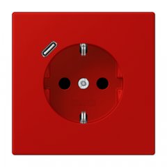 Kontaktligzda SCHUKO 16 A 250 V ~, USB pieslēgvieta 1 x Typ C, ar bērnu drošību, Serie LS, rouge vermillon 31