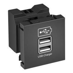 USB Lādētājs Uzlādes strāva 2,1A 45x45mm, PC, pelēkmelna, 7021 MTG-2UC2.1 SWGR1