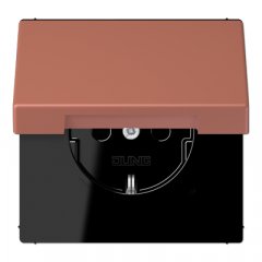 Kontaktligzda SCHUKO, 16 A 250 V ~, ar bērnu drošību un vāciņu, termoplasts krāsots, Serie LS, terre sienne brique