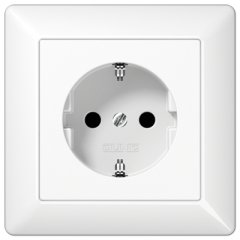 Kontaktligzda SCHUKO, 16 A 250 V ~, skrūvju spailes, ar rāmi, duroplasts, Serie AS, balts