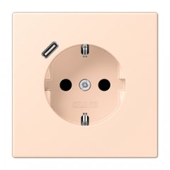 Kontaktligzda SCHUKO 16 A 250 V ~, USB pieslēgvieta 1 x Typ C, ar bērnu drošību, Serie LS, rose pâle