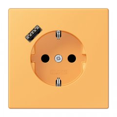 Kontaktligzda SCHUKO 16 A 250 V ~, USB pieslēgvieta 1 x Typ A, ar bērnu drošību, Serie LS, ocre jaune clair