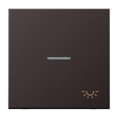 Taustiņs 1-viet, ar indikācijas logu, ar spuldzes simbolu, alumīnijs krāsots, Serie LS, tumša (lakots alumīnijs)