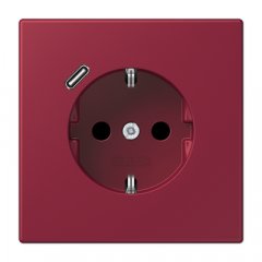 Kontaktligzda SCHUKO 16 A 250 V ~, USB pieslēgvieta 1 x Typ C, ar bērnu drošību, Serie LS, le rubis