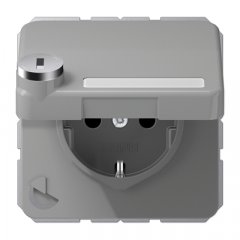 Kontaktligzda SCHUKO, 16 A 250 V ~, ar bērnu drošību un vāciņu, ar drošības slēdzeni, termoplasts, Serie CD, grau