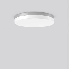 Gaismeklis FLAT SLIM round, 31...48 W, 3350...5000 lm, 830, 840, silver, Sensor Ceiling and wall luminaires, D 480 H 75, Opal glass, HF movement sensor