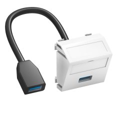 Media adapteris,USB 3.0 A-A ar kabeli, rozete-rozete 45x45mm, PC, dzidri balts, 9010 MTS-U3A F RW1