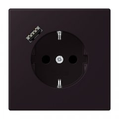 Kontaktligzda SCHUKO 16 A 250 V ~, USB pieslēgvieta 1 x Typ A, ar bērnu drošību, Serie LS, noir d'ivoire
