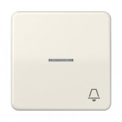 Taustiņs 1-viet, ar indikācijas logu, ar zvana simbolu, duroplasts, Serie CD, ziloņkaula