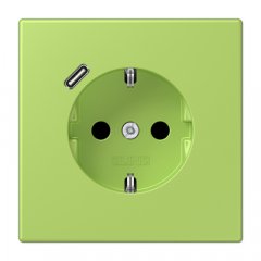 Kontaktligzda SCHUKO 16 A 250 V ~, USB pieslēgvieta 1 x Typ C, ar bērnu drošību, Serie LS, vert clair