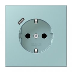 Kontaktligzda SCHUKO 16 A 250 V ~, USB pieslēgvieta 1 x Typ C, ar bērnu drošību, Serie LS, céruléen clair