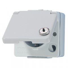 Kontaktligzda SCHUKO, 16 A 250 V ~, ar vāciņu un drošības slēdzeni, IP 44, WG 600