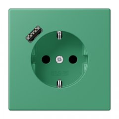 Kontaktligzda SCHUKO 16 A 250 V ~, USB pieslēgvieta 1 x Typ A, ar bērnu drošību, Serie LS, vert 59