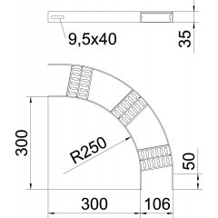 90° līkums ar Z veida spraišļiem B106mm, St, FT