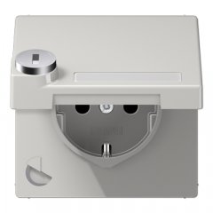 Kontaktligzda SCHUKO, 16 A 250 V ~, marķējams, ar bērnu drošību un vāciņu, ar drošības slēdzeni, gaiši pelēks