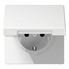 Kontaktligzda SCHUKO, 16 A 250 V ~, ar bērnu drošību un vāciņu, termoplasts, Serie LS, balts