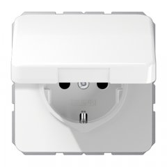 Kontaktligzda SCHUKO, 16 A 250 V ~, ar bērnu drošību un vāciņu, termoplasts, Serie CD, balts