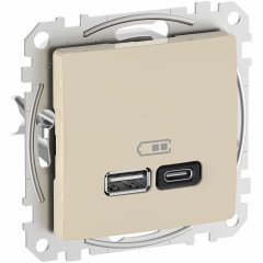 USB lādētājs A+C, Sedna Design & Elements, 3A, 45W, bēšs