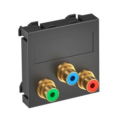 Media adapteris video tulpe 3x vietīgs, rozete-rozete 45x45mm, PC, pelēkmelna, 7021 MTG-3R F SWGR1