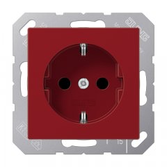 Kontaktligzda SCHUKO, 16 A 250 V ~, ar bērnu drošību, termoplasts, Serie AS/A, sarkans