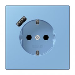 Kontaktligzda SCHUKO 16 A 250 V ~, USB pieslēgvieta 1 x Typ A, ar bērnu drošību, Serie LS, bleu céruléen 59
