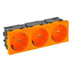 Kontaktligzda 33°, trīsvietīga aizsargkontakts, Connect 45 250V, 10/16A, PC, dzidri oranžs, 2004 STD-D3SC ROR3